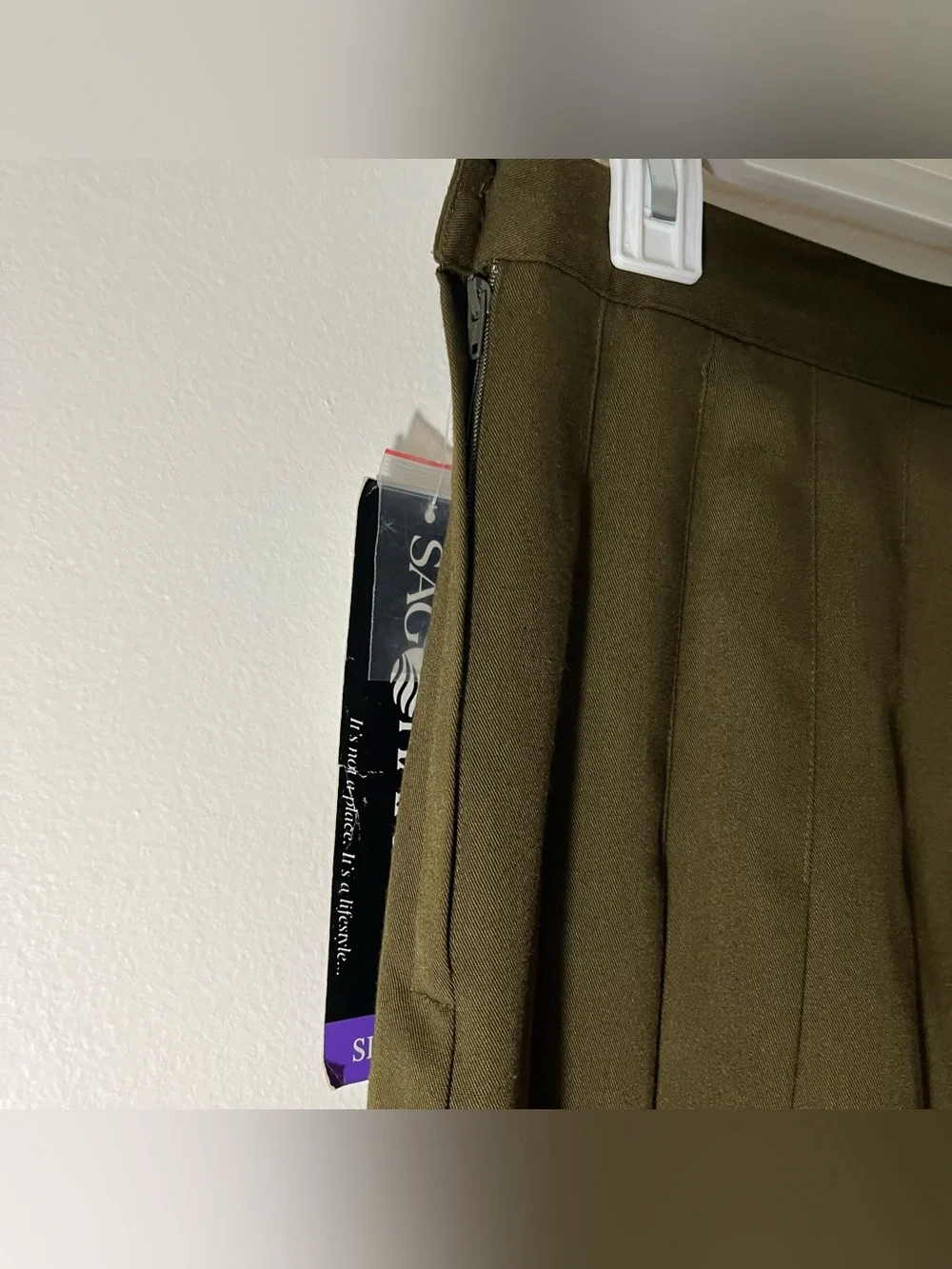 Vintage Sag Harbor Pleated Olive Green Dark Academia Skirt Size 10 (estimated)